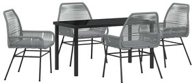 Conjunto de Jantar de Jardim 5 Peças com Almofadas em Rattan Sintético
