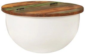 Mesa de centro 50x27 cm madeira recuperada maciça branco