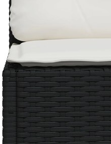 7 pcs conjunto de sofás p/ jardim c/ almofadões vime PE preto