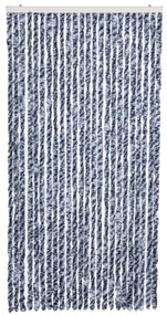 Cortina anti-insetos 100x220 cm chenille azul, branco, prateado