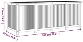 Caixa de arrumação para jardim 200x80x75 cm acácia maciça