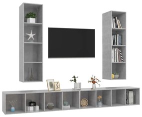 Armários de parede para TV 4 pcs contraplacado cinzento cimento