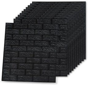 Papel de parede 3D autoadesivo tijolos 40 pcs preto