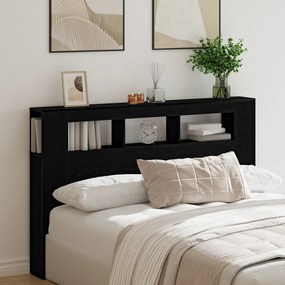 Cabeceira LED vidaXL Carvalho Preto 160x18,5x45 cm Madeira de Engenharia