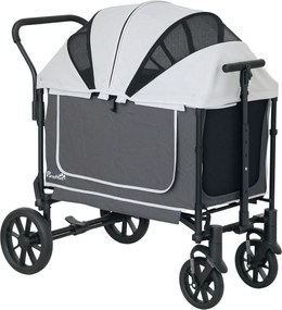 PawHut Carrinho para Cães Dobrável para Cães & Gatos até 30 kg 110 x 65 x 102 cm Cinza Escuro | Aosom Portugal