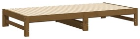 Sofá-cama de puxar 2x(100x200) cm pinho maciço castanho-mel