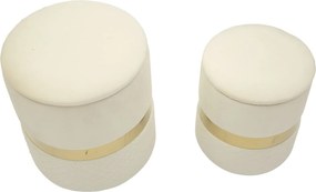 PUFE COM ARMAZENAMENTO SHEFFILD 2 PEÇAS Ø 37X42-28X35 CM CREME E DOURADO