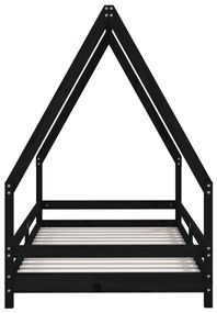Estrutura de cama infantil 90x190 cm pinho maciço preto