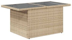 Mesa de jardim com tampo de vidro 100x55x73 cm vime PE bege