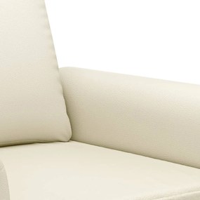 Sofá de 2 lugares 120 cm couro artificial cor creme