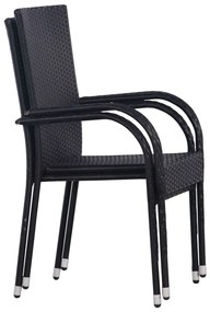 3 pcs conjunto de jantar para jardim preto