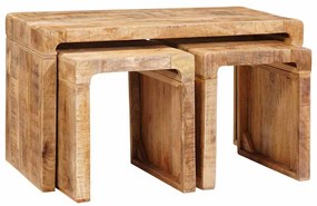 Mesas de canto 3 pcs Castanho Madeira de mangueira maciça