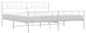 Estrutura de cama com cabeceira e pés 200x200 cm metal branco