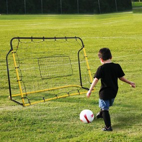 Baliza de Futebol com Rede de Ressalto, 184 x 63 x 123 cm, 5 Ângulos Reguláveis, Amarelo