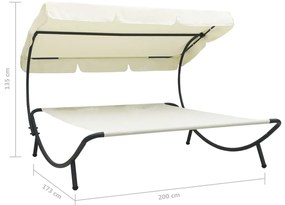 Espreguiçadeira de jardim com toldo branco nata