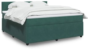 vidaXL Cama com molas/colchão 180x200 cm veludo verde-escuro