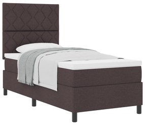 Cama Box Spring com Colchão Marrom Escuro Solteiro Tecido