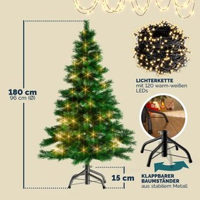Árvore de Natal artificial com luzes LED 180 cm Verde