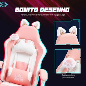Cadeira Gaming com Orelhas Cadeira Gamer Reclinável com Altura Ajustáv
