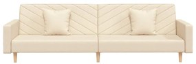 Sofá-cama 2 lugares com duas almofadas tecido cor creme