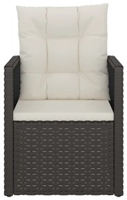 3 pcs conjunto lounge de exterior c/ almofadões vime PE preto