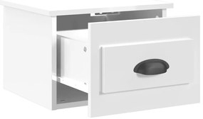 Mesa de cabeceira de parede 41,5x36x28 cm branco brilhante