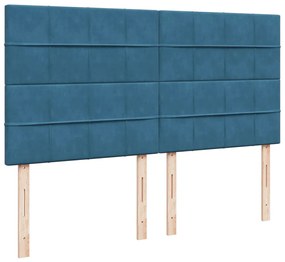 Cama com molas/colchão 180x200 cm veludo azul