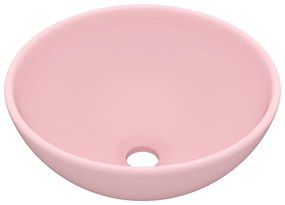 Lavatório WC luxuoso redondo 32,5x14cm cerâmica rosa mate