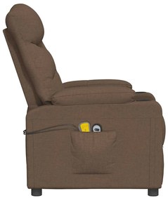 Poltrona elevatória de massagens tecido castanho