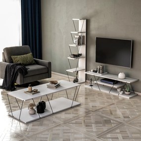 **** Conjunto de Mobiliário de Sala Epsilon – Branco e Preto – Diversa