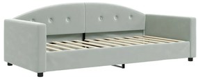 Sofá-cama c/ gavetão e colchões 90x200 cm veludo cinzento-claro