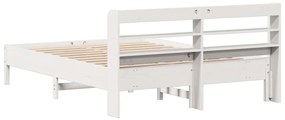Cama sem colchão 140x190 cm madeira de pinho maciça branco