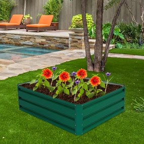 Floreira de cultivo em aço retangular, canteiro elevado, estufa para vegetais, flores, ervas, 100 x 30,5 x 80 cm verde