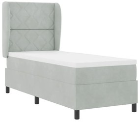 Cama com Estrado e Colchão Cinzento-claro 80x200 cm em Veludo