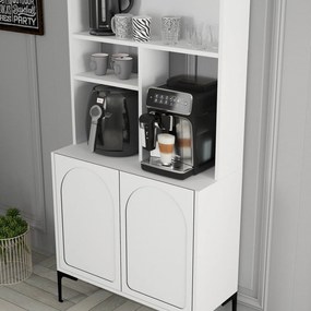 Armário de Cozinha/Sala "Caffè" - Creme e Dourado - 81.3x201x35cm - De