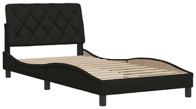 Estrutura de cama sem colchão 100x200 cm tecido preto