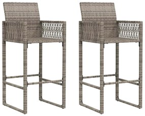 3 pcs conj. bar jardim sem almofadões vime PE/acácia cinzento