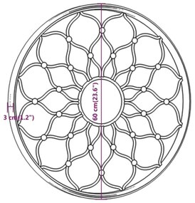 Espelho em ferro redondo p/ uso no interior 60x3 cm cor areia