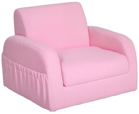 HOMCOM Poltrona Infantil Poltrona 2 em 1 para Crianças Dobrável em 2 Posições com Apoio de Braços e Assento Acolchoado 47x45x38cm Rosa