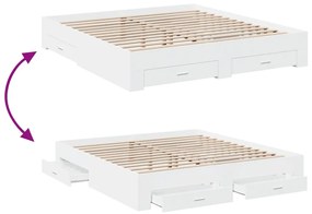 Estrutura de cama c/ gavetas 200x200cm derivados madeira branco