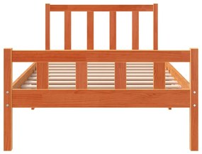 Cama sem colchão 90x190 cm madeira de pinho maciça castanho-mel