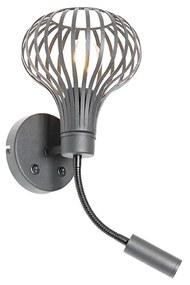 LED Moderno candeeiro de parede preto com candeeiro de leitura 2-luz - Saffira Brescia Moderno