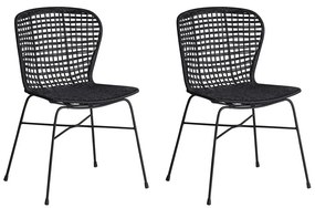 Conjunto de 2 cadeiras de jantar em rattan preto ELFROS Beliani