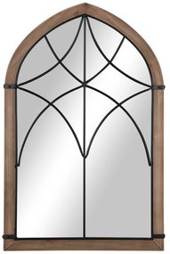 HOMCOM Espelho de Parede de Madeira 93x60cm Espelho Decorativo com 2 Ganchos Estilo Vintage para Sala de Estar Dormitório Entrada Marrom