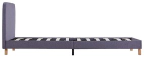Estrutura de cama em tecido 90x200 cm cinzento-claro