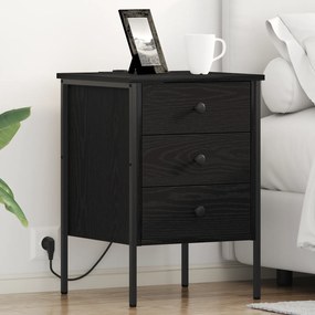 vidaXL Armário de Cabeceira com gaveta Carvalho preto 42 x 41 x 61 cm