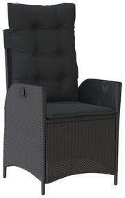 Conjunto de Jantar de Jardim com Almofadas 7 Peças Preto Vime PE