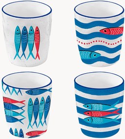 Chávenas de café em porcelana Sardine's Party, conjunto de 4