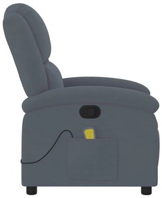 Poltrona de massagens reclinável veludo cinzento-escuro