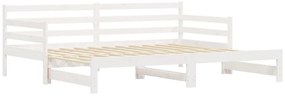 Sofá-cama com gavetão 90x190 cm madeira de pinho maciça branco